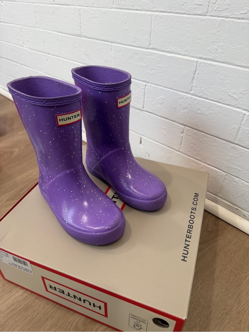 Hunter Kids Purple Glitter Rain Boots